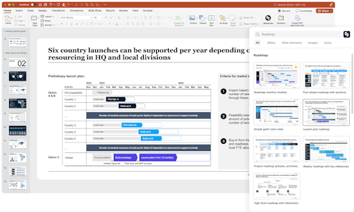 PowerPoint with the Slideworks add-in