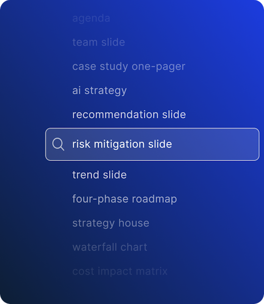 PowerPoint add-in search panel showing enterprise slide results