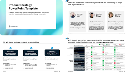 Example of a Product
Strategy template separated into different steps
