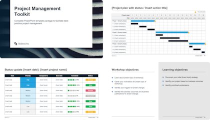 Example of a Project
Management template separated into different steps